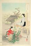Kojima Takanori Writing a Poem on a Cherry Tree, from the Series, 'Pictures of Flowers of Japan',…-Ogata Gekko-Giclee Print