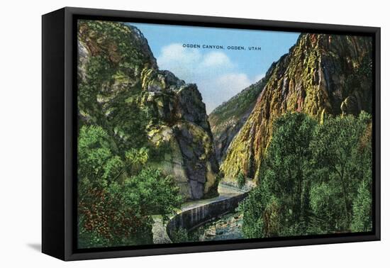 Ogden, Utah, View of Ogden Canyon-Lantern Press-Framed Stretched Canvas