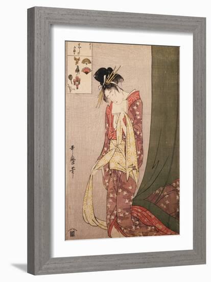 Ôgiya Hanaôgi (Colour Woodcut)-Kitagawa Utamaro-Framed Giclee Print