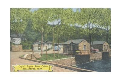 Ogle S Pigeon River Cabins Gatlinburg Tennessee C 1955 Giclee