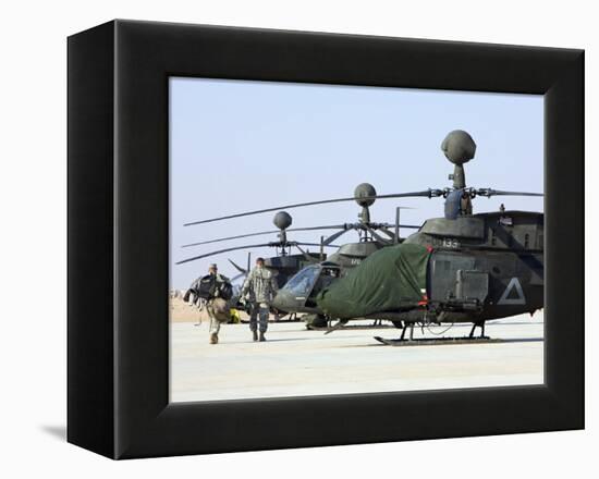 Oh-58D Kiowa Warrior Helicopters Parked at Camp Speicher, Iraq-null-Framed Premier Image Canvas