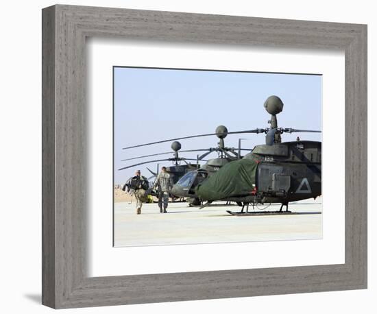 Oh-58D Kiowa Warrior Helicopters Parked at Camp Speicher, Iraq-null-Framed Photographic Print
