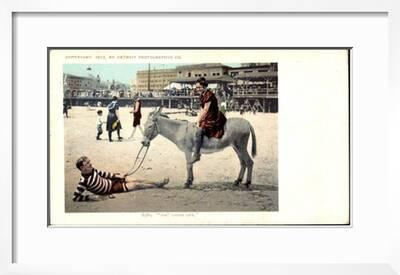 Oh Come Off Mann In Streifenhemd Frau Reitet Esel Strand Usa Giclee Print Art Com