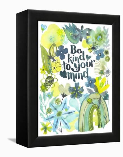 Oh Happy Day Floral - Green - Be Kind Card-Kerstin Stock-Framed Stretched Canvas