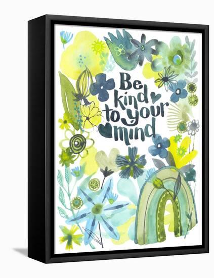 Oh Happy Day Floral - Green - Be Kind Card-Kerstin Stock-Framed Stretched Canvas