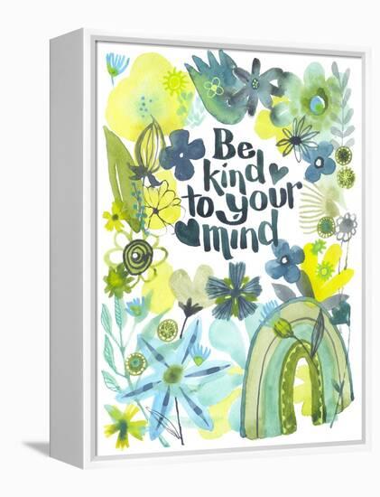 Oh Happy Day Floral - Green - Be Kind Card-Kerstin Stock-Framed Stretched Canvas