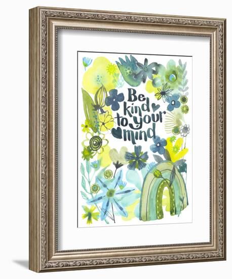 Oh Happy Day Floral - Green - Be Kind Card-Kerstin Stock-Framed Art Print