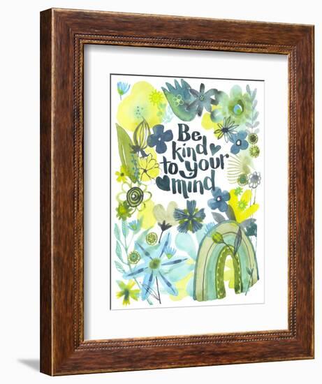 Oh Happy Day Floral - Green - Be Kind Card-Kerstin Stock-Framed Art Print