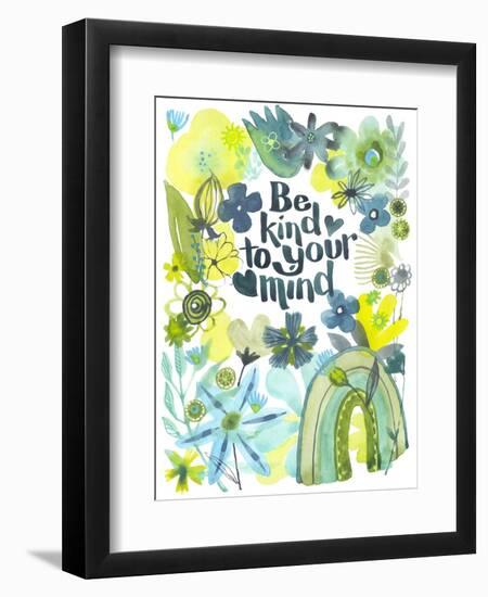 Oh Happy Day Floral - Green - Be Kind Card-Kerstin Stock-Framed Art Print