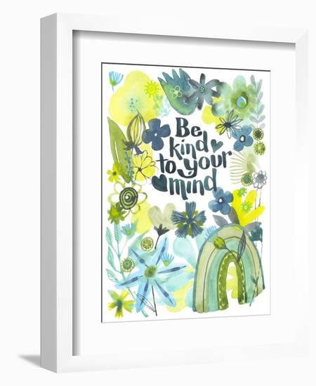 Oh Happy Day Floral - Green - Be Kind Card-Kerstin Stock-Framed Art Print