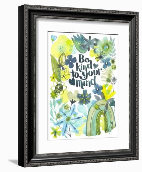 Oh Happy Day Floral - Green - Be Kind Card-Kerstin Stock-Framed Art Print