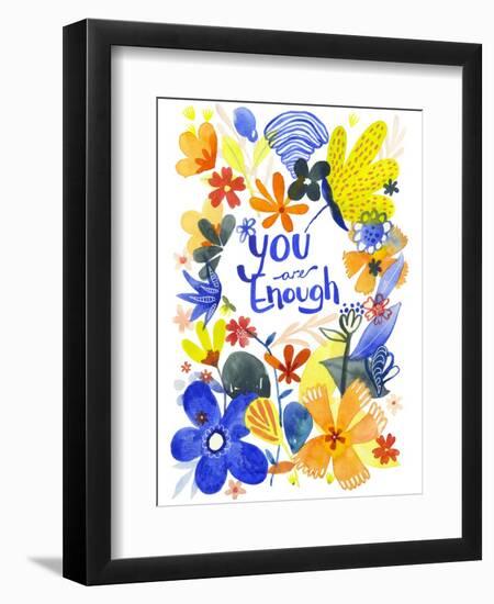 Oh Happy Day Floral - Orange/Blue - You Are Enough Card-Kerstin Stock-Framed Art Print