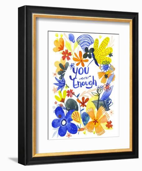 Oh Happy Day Floral - Orange/Blue - You Are Enough Card-Kerstin Stock-Framed Art Print