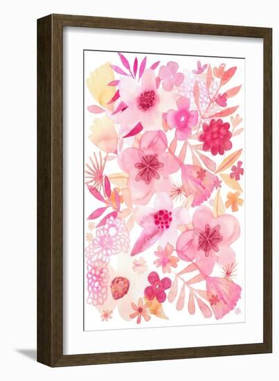 Oh Happy Day Floral - Pink Pattern-Kerstin Stock-Framed Art Print