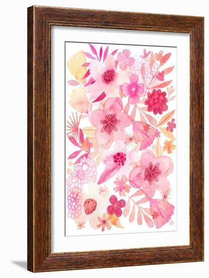 Oh Happy Day Floral - Pink Pattern-Kerstin Stock-Framed Art Print