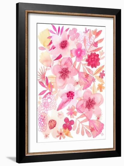 Oh Happy Day Floral - Pink Pattern-Kerstin Stock-Framed Art Print