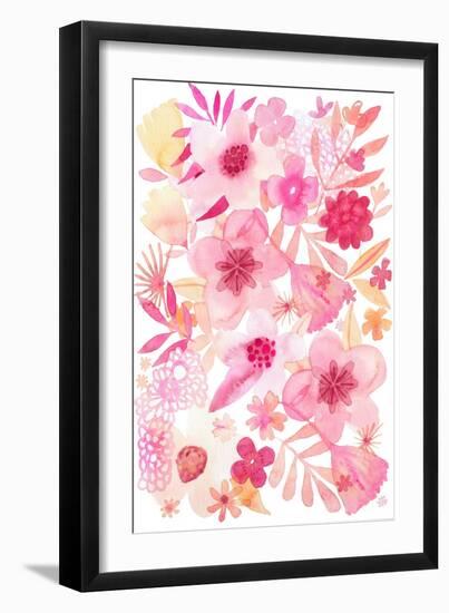 Oh Happy Day Floral - Pink Pattern-Kerstin Stock-Framed Art Print