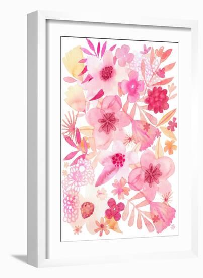 Oh Happy Day Floral - Pink Pattern-Kerstin Stock-Framed Art Print