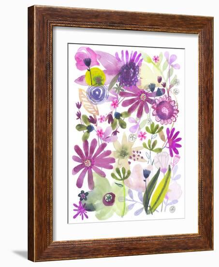 Oh Happy Day Floral - Purple/Green Pattern-Kerstin Stock-Framed Art Print