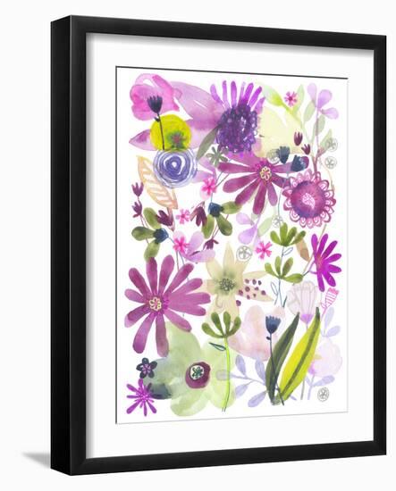 Oh Happy Day Floral - Purple/Green Pattern-Kerstin Stock-Framed Art Print