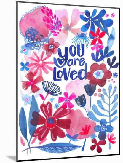 Oh Happy Day Floral - Red/Blue - You Are Loved Card-Kerstin Stock-Mounted Art Print