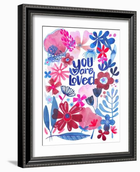 Oh Happy Day Floral - Red/Blue - You Are Loved Card-Kerstin Stock-Framed Art Print