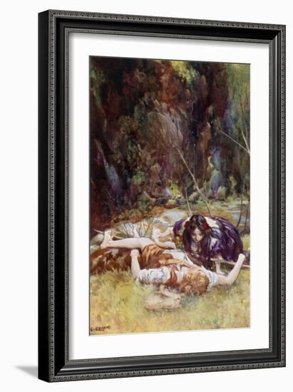 Oh, I Am So Glad' She Whispered Softly, as I Opened My Eyes and Looked at Her-Addison Thomas Millar-Framed Giclee Print