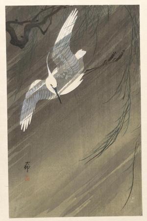 Heron in the Snow, c. 1925 by Ohara Koson. Fine Art Reproduction.