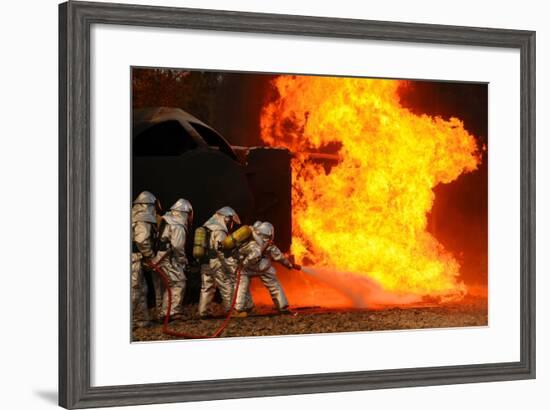 Ohio Air National Guardsmen Extinguish an Aircraft Fire in Training Exercise, 2010-null-Framed Photo