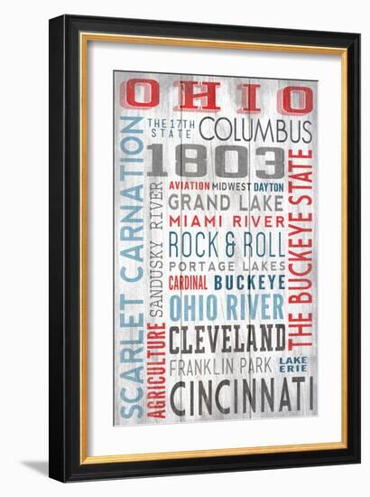 Ohio - Barnwood Typography-Lantern Press-Framed Art Print