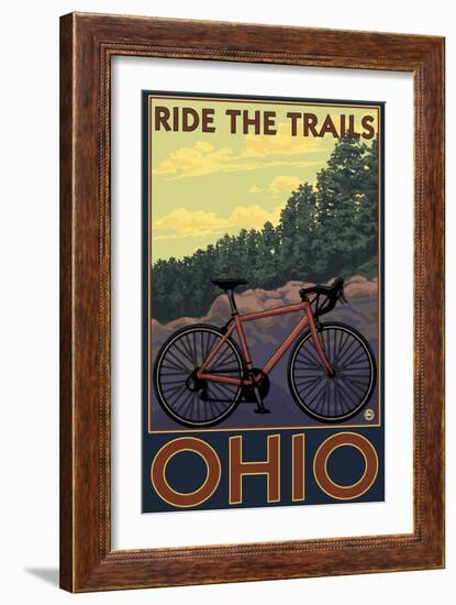 Ohio - Bicycle Ride the Trails-Lantern Press-Framed Art Print