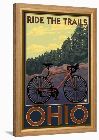 Ohio - Bicycle Ride the Trails-Lantern Press-Framed Stretched Canvas