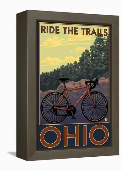 Ohio - Bicycle Ride the Trails-Lantern Press-Framed Stretched Canvas