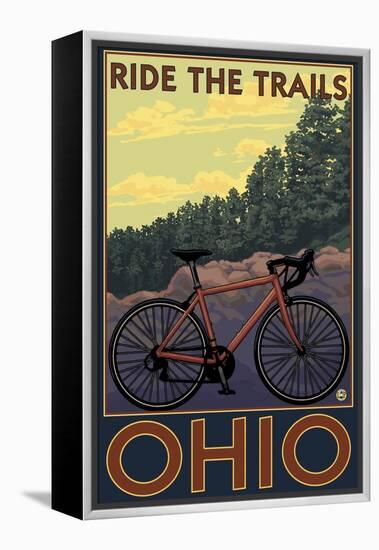Ohio - Bicycle Ride the Trails-Lantern Press-Framed Stretched Canvas