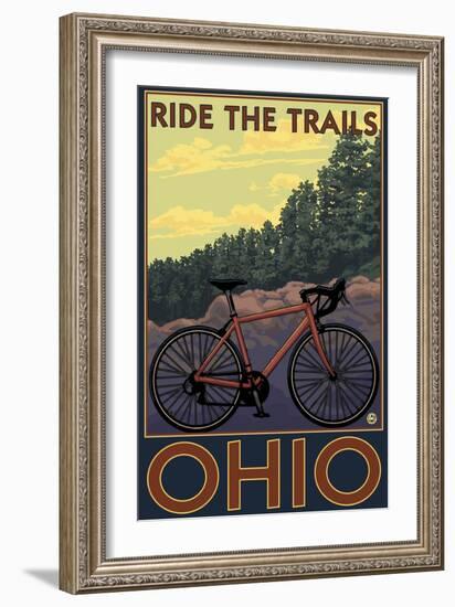 Ohio - Bicycle Ride the Trails-Lantern Press-Framed Premium Giclee Print