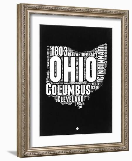 Ohio Black and White Map-NaxArt-Framed Art Print