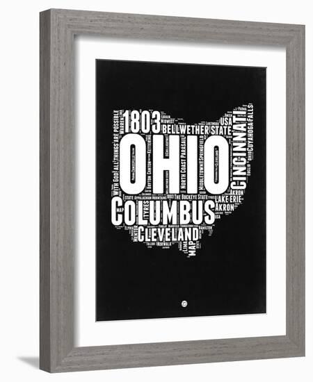 Ohio Black and White Map-NaxArt-Framed Art Print