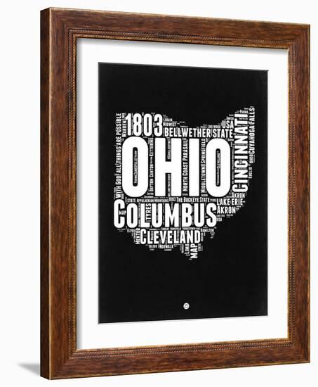 Ohio Black and White Map-NaxArt-Framed Art Print