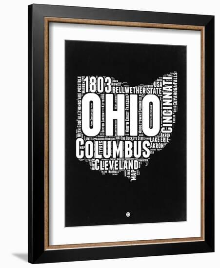 Ohio Black and White Map-NaxArt-Framed Art Print