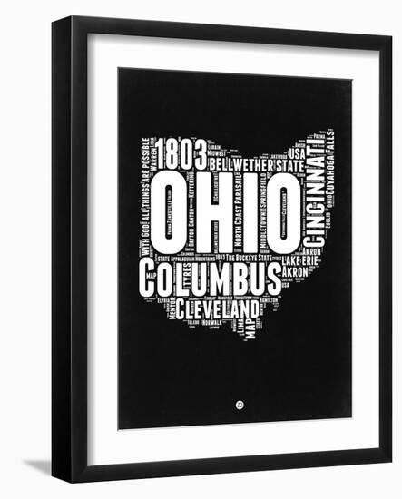 Ohio Black and White Map-NaxArt-Framed Art Print