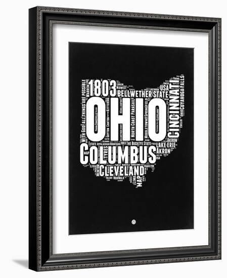 Ohio Black and White Map-NaxArt-Framed Art Print