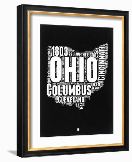 Ohio Black and White Map-NaxArt-Framed Art Print