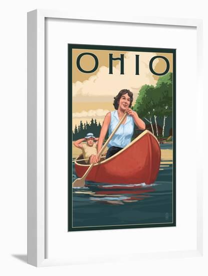 Ohio - Canoers on Lake-Lantern Press-Framed Art Print