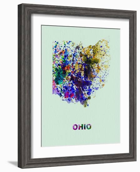 Ohio Color Splatter Map-NaxArt-Framed Art Print