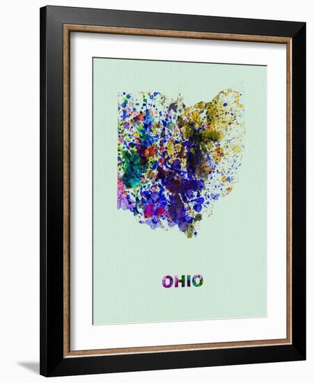 Ohio Color Splatter Map-NaxArt-Framed Art Print