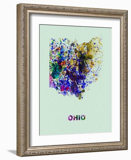 Ohio Color Splatter Map-NaxArt-Framed Art Print