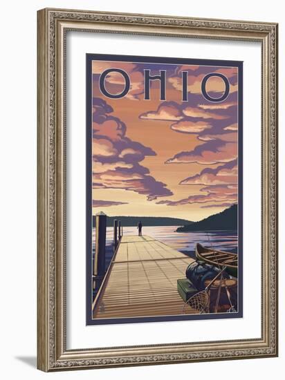 Ohio - Dock Scene and Lake-Lantern Press-Framed Art Print