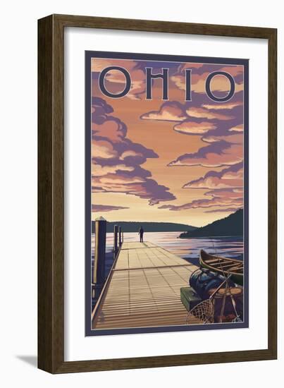 Ohio - Dock Scene and Lake-Lantern Press-Framed Art Print