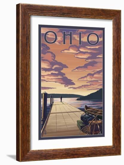 Ohio - Dock Scene and Lake-Lantern Press-Framed Art Print