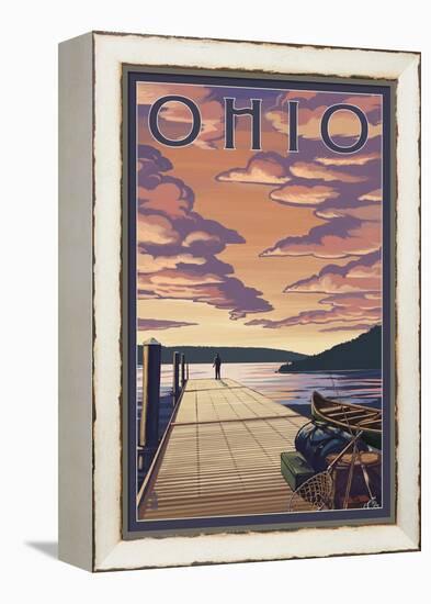 Ohio - Dock Scene and Lake-Lantern Press-Framed Stretched Canvas